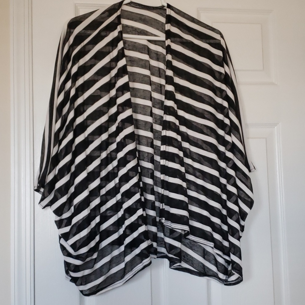 Black and white striped cardigan size XL
